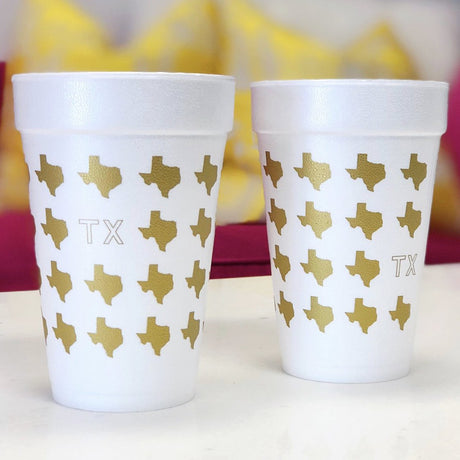 Gold Texas Wrap Styrofoam Cups