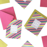 Multicolor Stripe Funkytown Folded Note Card Set
