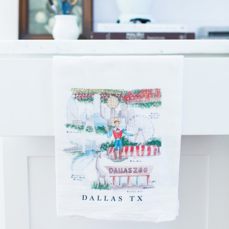 Dallas TX City Map Tea Towel