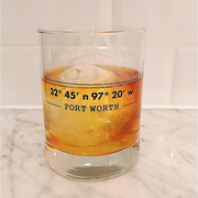 Fort Worth Coordinates Double Old Fashion Glass